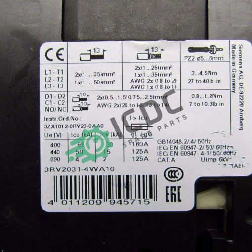 SIEMENS 3RV2031 4WA10 ICDC 000837 2