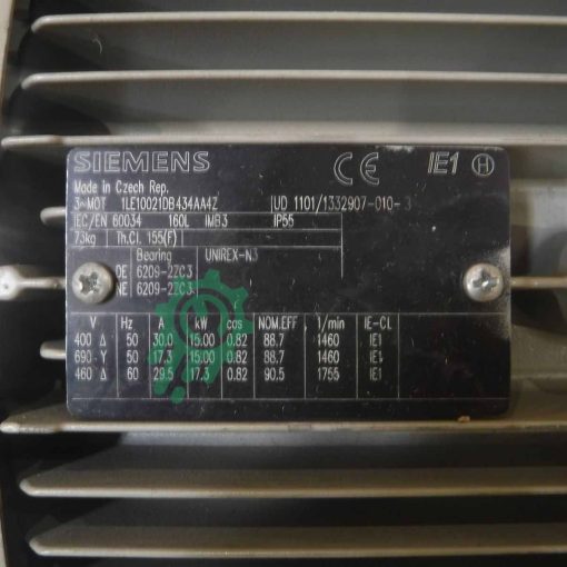 SIEMENS - 1LE1002-1DB43-4AA4-Z - Electric Motor - ICDC-010529 - Image 3