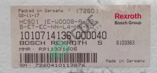 BOSCH REXROTH - R911331605 -HCS01. 1E-W0008-A-03-B-ET-EC-NN-L4-NN-FW - Electronic Power Supply - ICDC-039036 - New