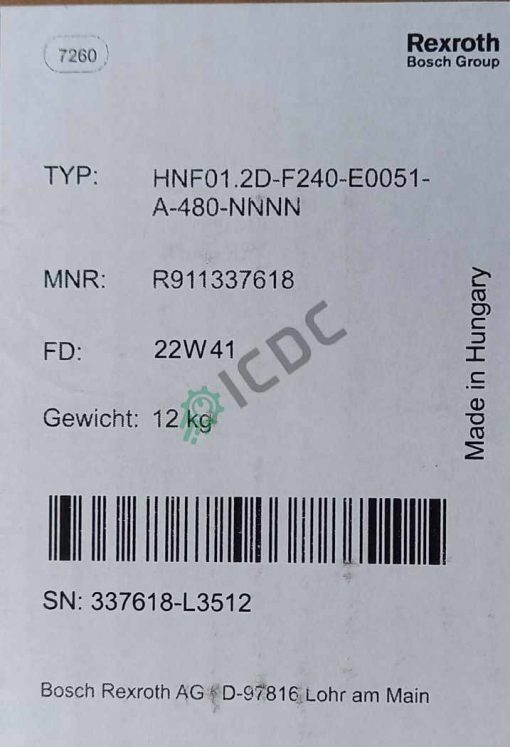 BOSCH REXROTH - R911337618 - HFN.01.2D-F240-E0051-A480 - Electronic Power Supply - ICDC-039306 - New - Image 2