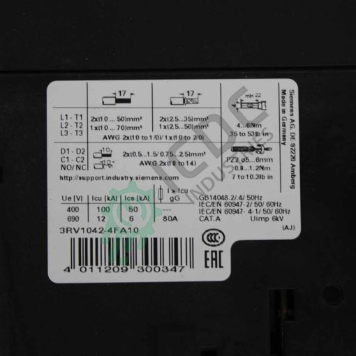 SIEMENS - 3RV1042-4FA10 - Circuit Breaker | ICDC-050071 - Image 6
